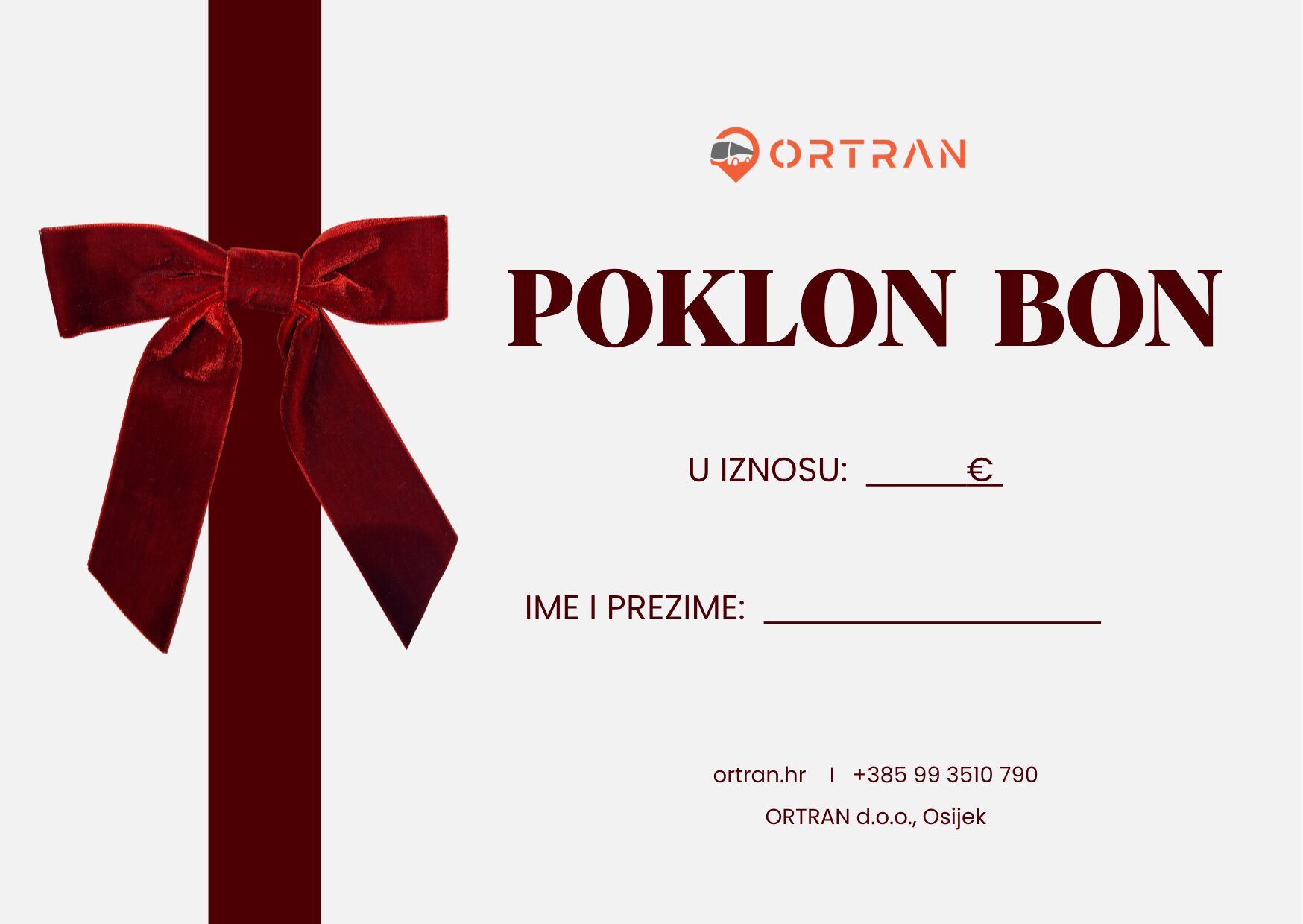 Ortran poklon bon za iznos po želji