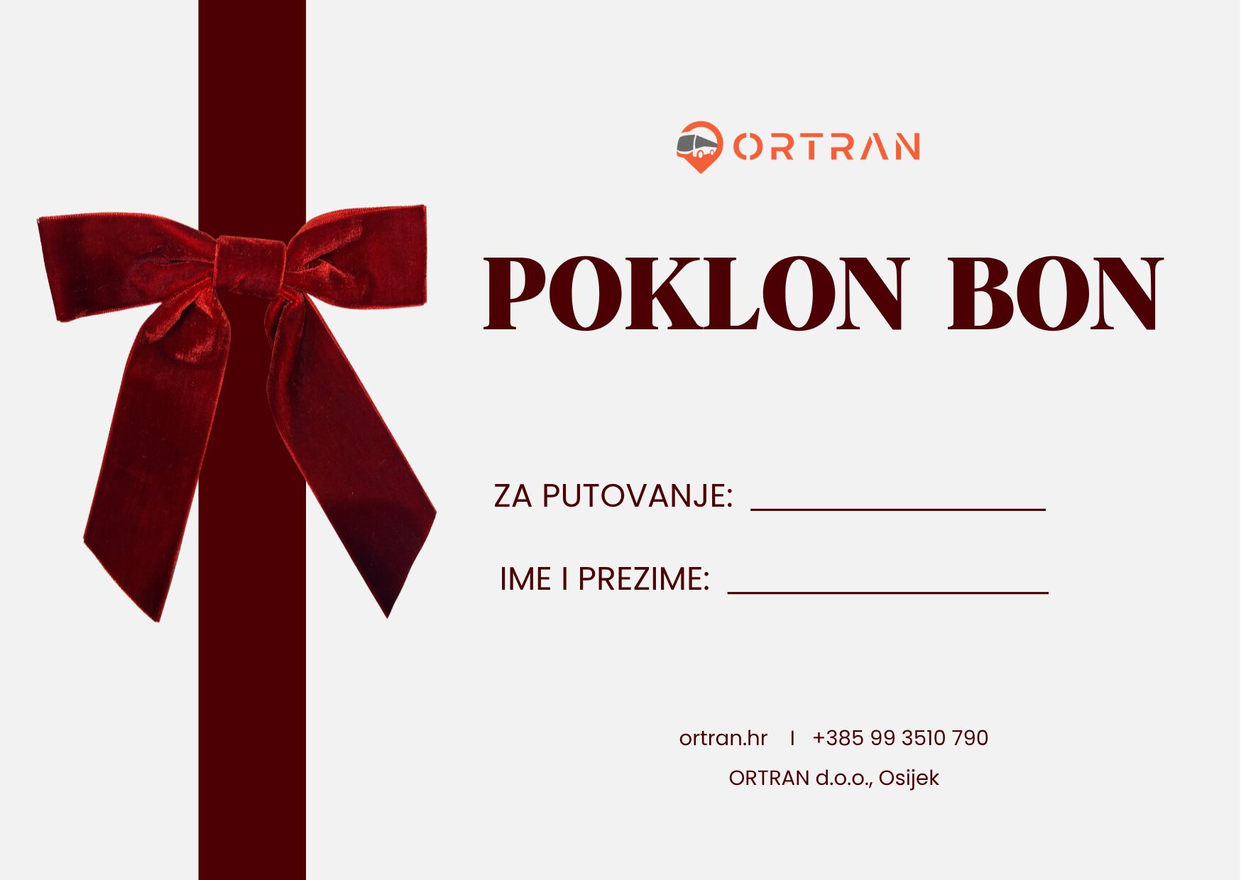 Ortran poklon bon za putovanje